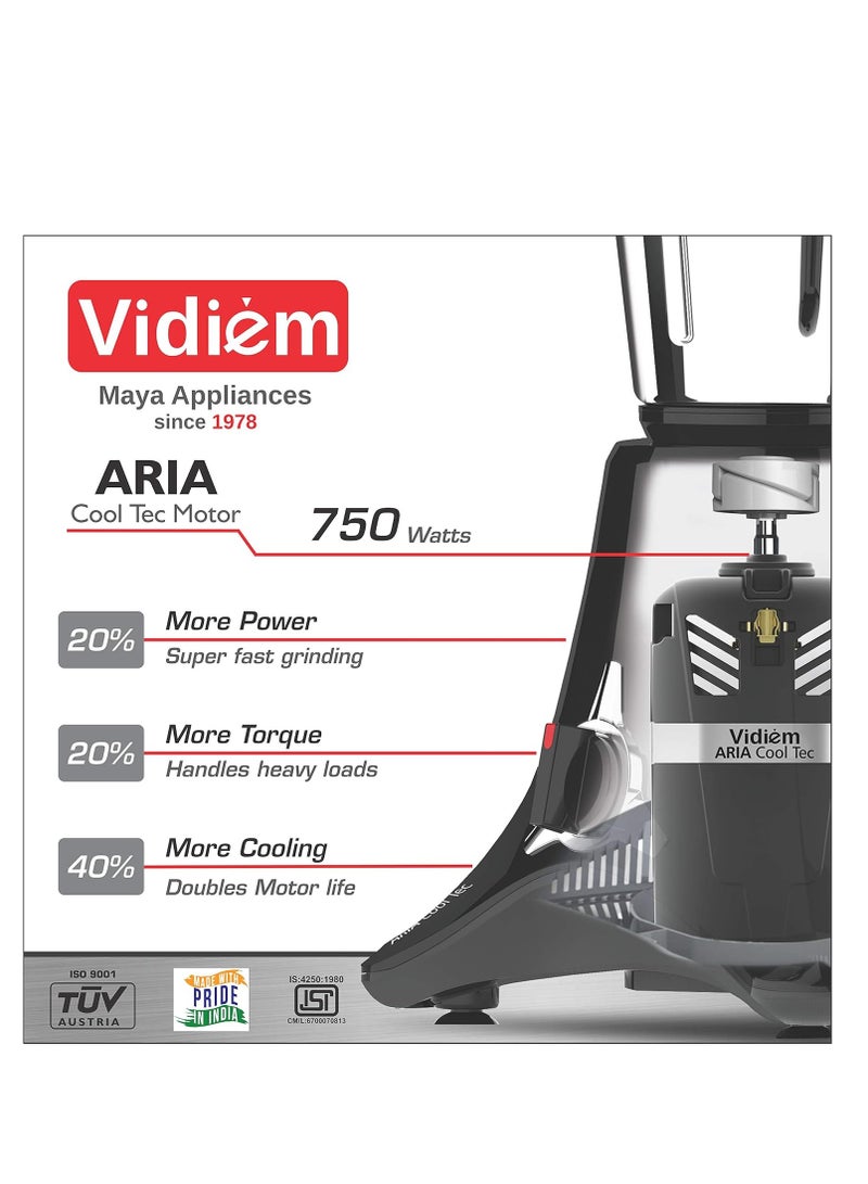 VIDIEM Vidiem acrylonitrile butadiene styrene mixer grinder 518 A Vstar premium 750Watt(Black)With 4 leak proof jars and 1 juicer mixer grinder, self-lock for wet and dry spices, chutneys and curries  - Image 3