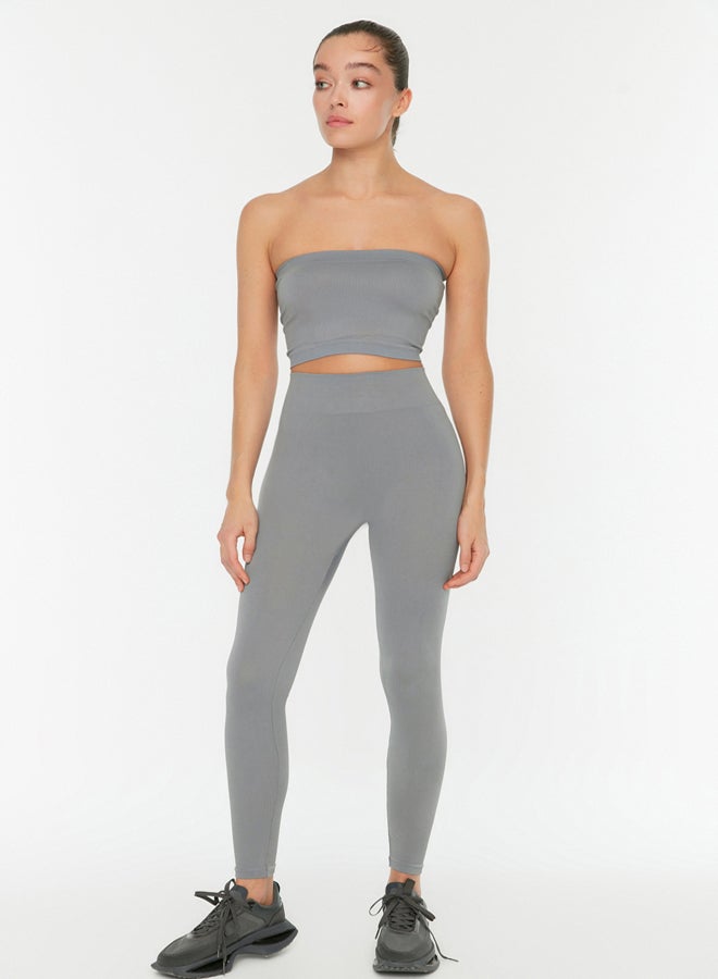 trendyol Sports Leggings - Gray - Plain  - Image 2