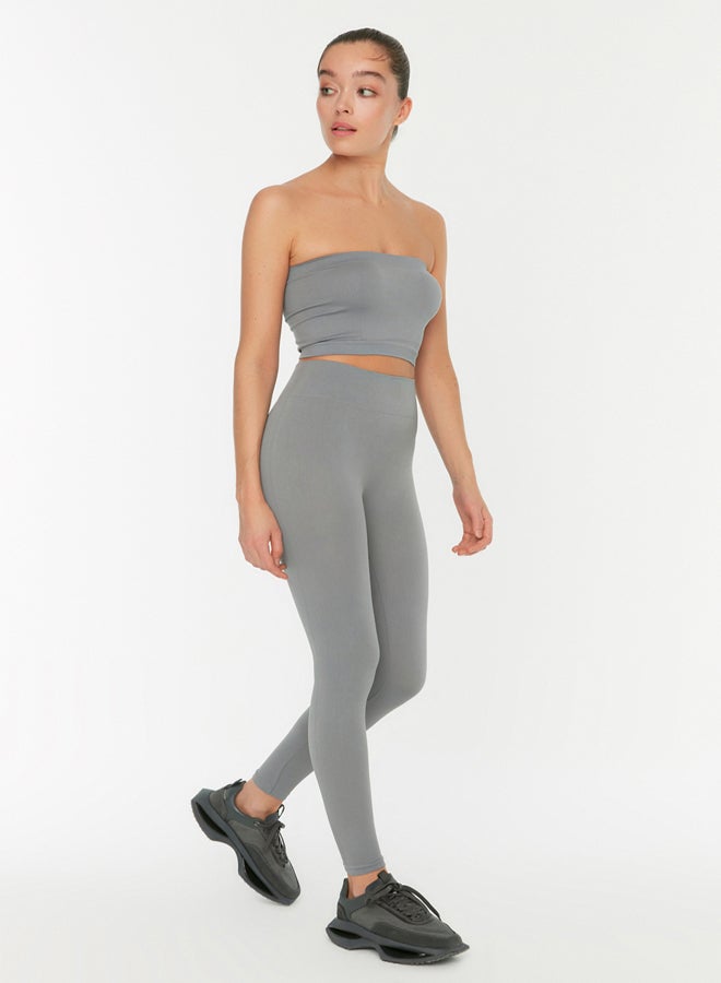 trendyol Sports Leggings - Gray - Plain  - Image 3