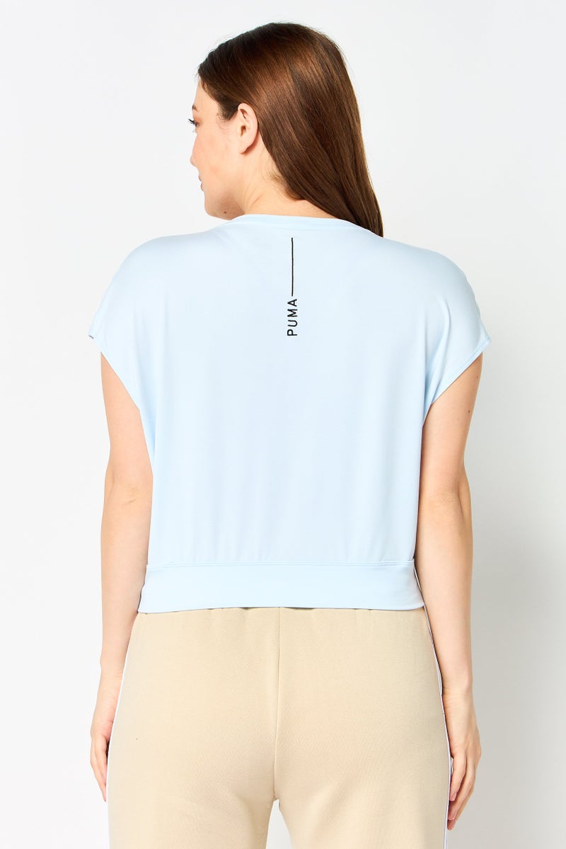PUMA Women Sportswear Fit Short Sleeves Yoga Top, Ice Blue - Image 4