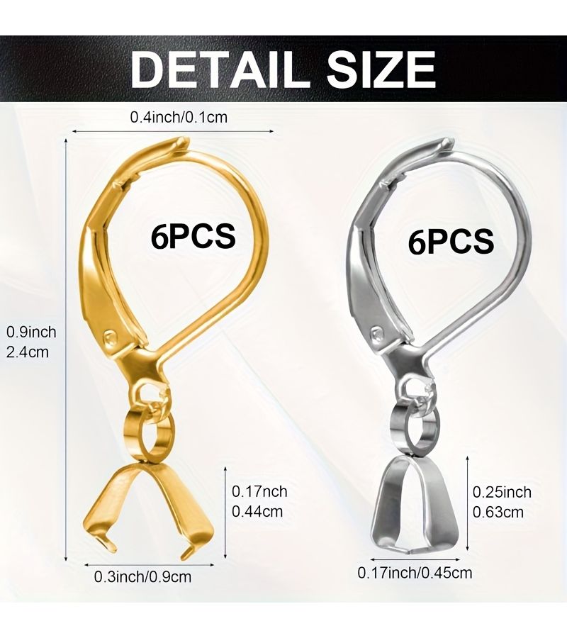 6pcs Stainless Steel Leverback Earring Hooks For Diy Jewelry Making Golden - Image 4
