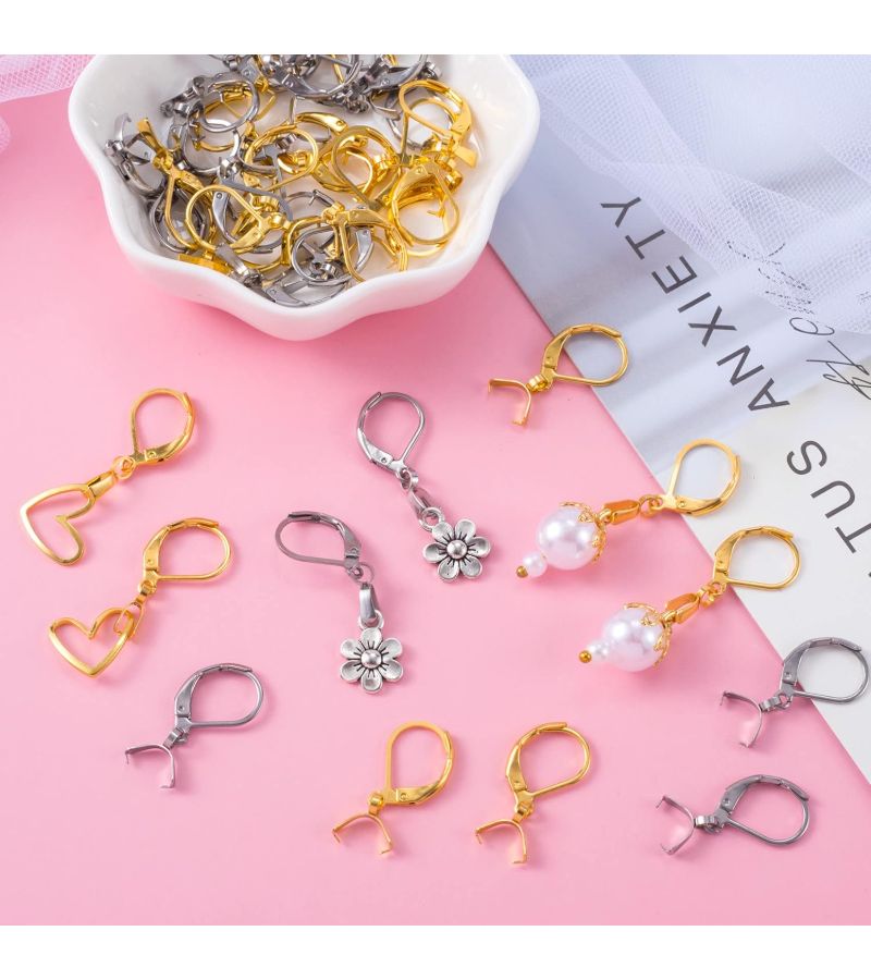 6pcs Stainless Steel Leverback Earring Hooks For Diy Jewelry Making Golden - Image 2