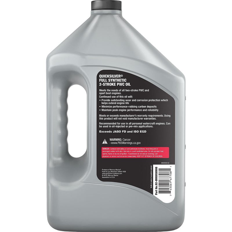 Quicksilver 2-Stroke Full Synthetic PWC Marine Engine Oil, 1 Gallon - Image 3