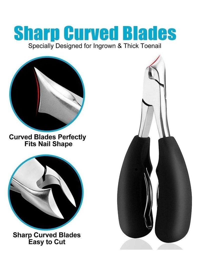 Professional Thick & Ingrown Toe Nail Clippers for Men & Seniors Pedicure Clippers Toenail Cutters Super Sharp Curved Blade Grooming Tool Podiatrist Toenail Clipper Set - Image 5