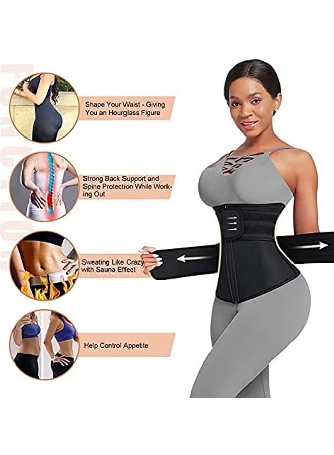 Bincoo Adjustable Waist Trainer for Women, Slimming Belt with Tummy Sauna Bandage Wrap, Waist Trimmer Belt Belly Body Shaper Compression Wrap, Plus Size Corset Waist Trainer for Women and Men , Black (M) - Image 1