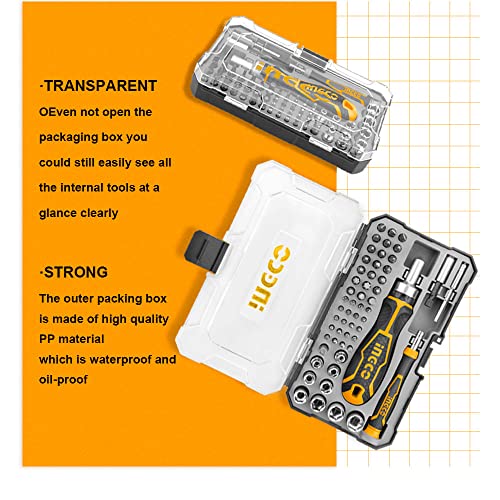 INGCO 55 Pcs Screwdriver Bits Set, Precision Screwdriver Set with Ratchet Wrench and Bits Magnetic Driver Kit Professional Electronics Repair Tool Kit for Repair Computer, PC, Laptop, iPhone - Image 5