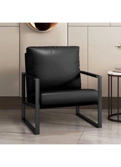 GT-Wheel PU Leather Accent Arm Chair Wide Seat Living Room Soft Back Pillow Reception Chair Metal Frame Sofa Chair  - Image 1