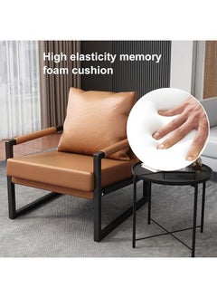 GT-Wheel PU Leather Accent Arm Chair Wide Seat Living Room Soft Back Pillow Reception Chair Metal Frame Sofa Chair  - Image 4