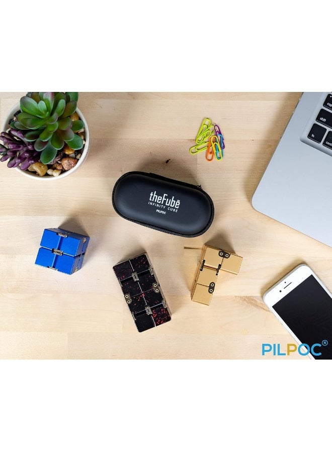 PILPOC theFube Infinity Cube Fidget Toy - Quality Aluminum Infinity Fidgeting Cube for Adults with Case, Sturdy, Heavy (Black) - Image 2