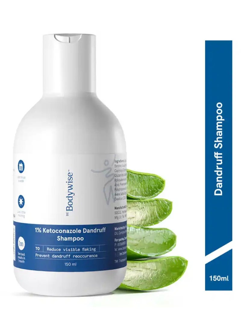 Be Bodywise 1% Ketoconazole Dandruff Shampoo 150ml | pH 5.5 | Clinically Proven Actives with Citric Acid, Oat & Aloe Vera Extract | Paraben Free & Vegan - Image 1