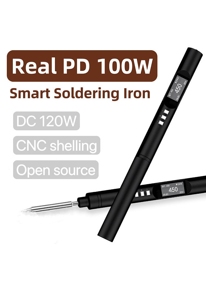 PTS200 Max 100W 0.96inch OLED Display Intelligent Soldering Iron ESP32 Open Source Soldering Pen Type-C Interface Support PD2.0/3.0 Charging Protocol with Auto Sleep Function