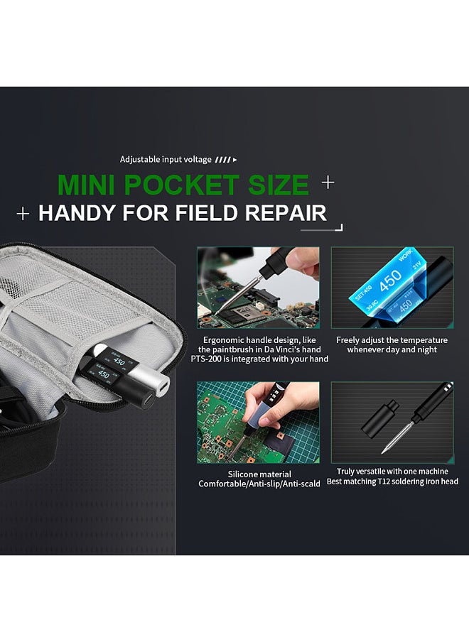 PTS200 Max 100W 0.96inch OLED Display Intelligent Soldering Iron ESP32 Open Source Soldering Pen Type-C Interface Support PD2.0/3.0 Charging Protocol with Auto Sleep Function
