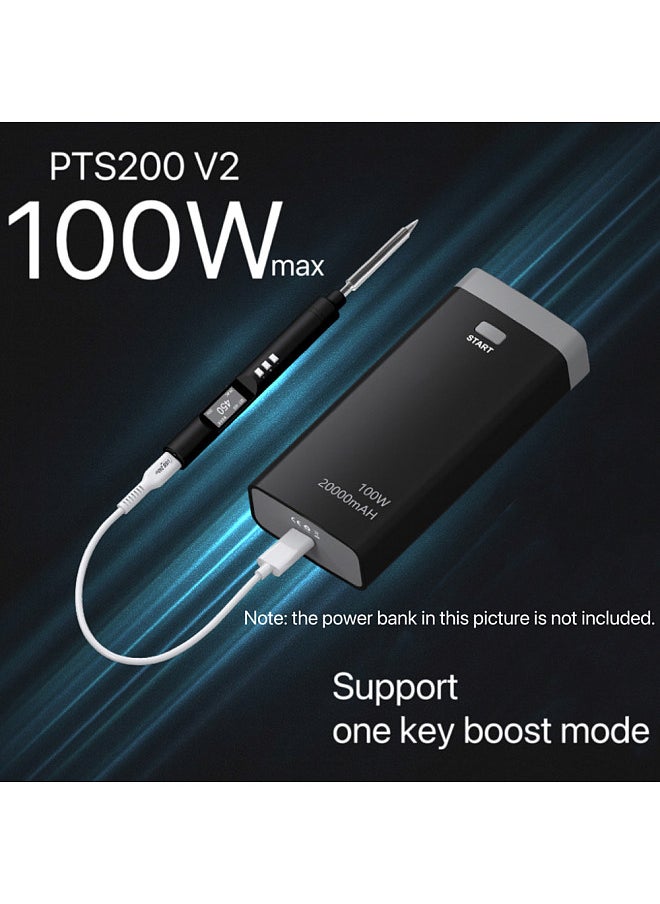 PTS200 Max 100W 0.96inch OLED Display Intelligent Soldering Iron ESP32 Open Source Soldering Pen Type-C Interface Support PD2.0/3.0 Charging Protocol with Auto Sleep Function