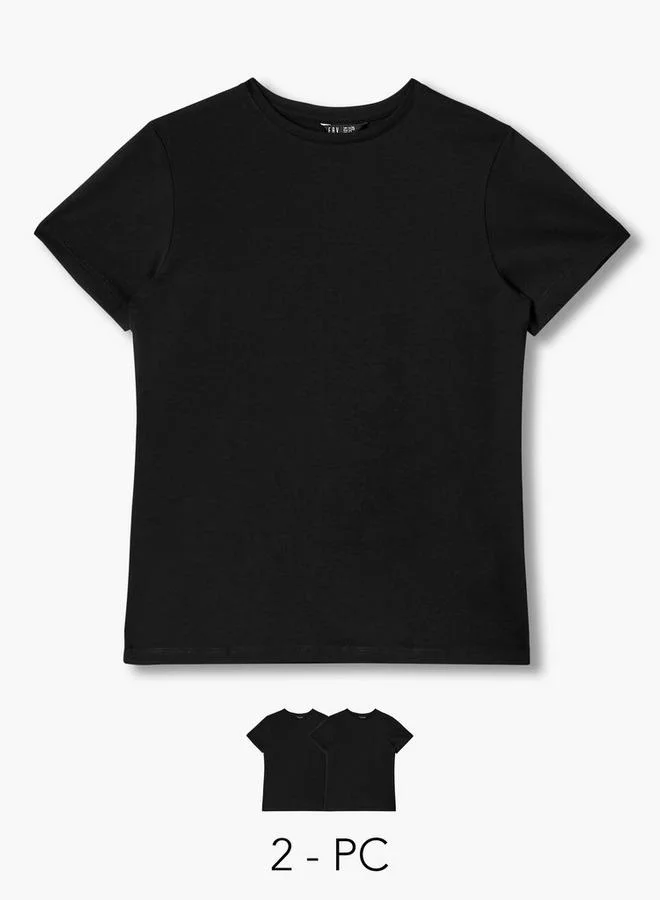 Splash FAV Women Crew Neck Short Sleeve T shirt   Set of 2