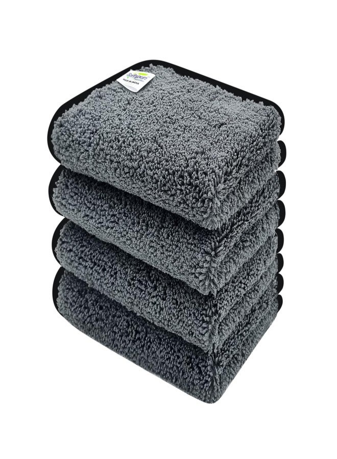 SOFTSPUN Microfiber Baby Hand & Face Wipes 20x30 Cms, 4 Piece Towel Set, 380 GSM (Grey) Super Soft & Silky for Hand, Face and Body - Hypoallergenic Sensitive Skin Wipes & Washcloths. - Image 1
