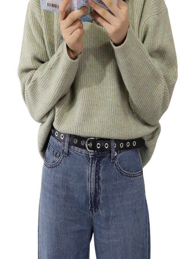 فاشونجين فاشونجن - حزام نسائي من جلد الثور المدبوغ نباتياً، مزين بفتحات، ليبي - أسود، 95 - Image 2