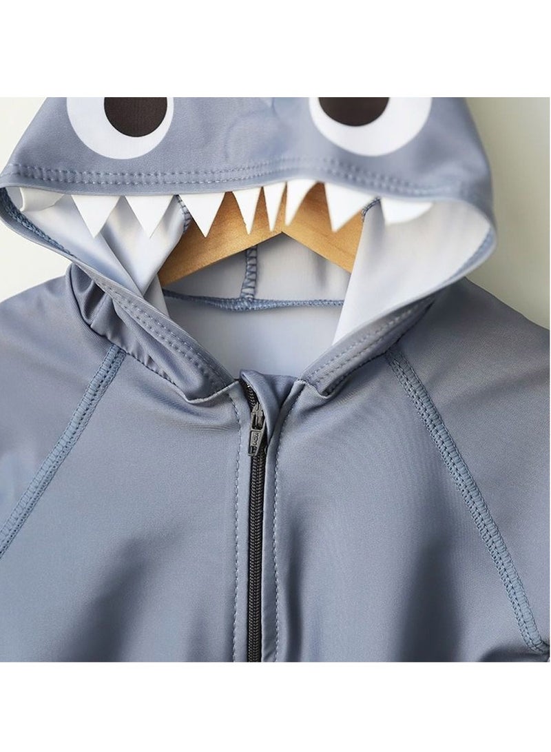 Children’s Swimwear-Boys’ and Girls’ One-Piece Swimsuits for Toddlers and Young Kids, Cartoon Shark One-Piece Swimsuit with Matching Swim Shorts Se - Image 4