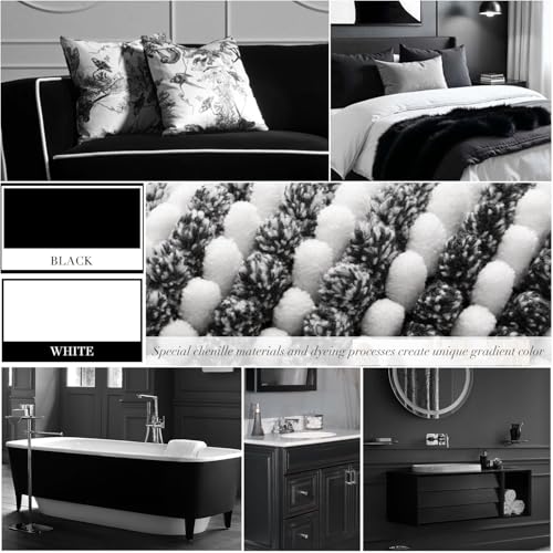 BSICPRO Bathroom Rugs and Mats Sets, 2 Piece Thick Absorbent Chenille Bath Mat Rug Set Non Slip, Soft Shaggy Bath Room Floor Mats for Bathroom, Machine Washable (20" x 47" Plus 16" x 24", Black) - Image 3