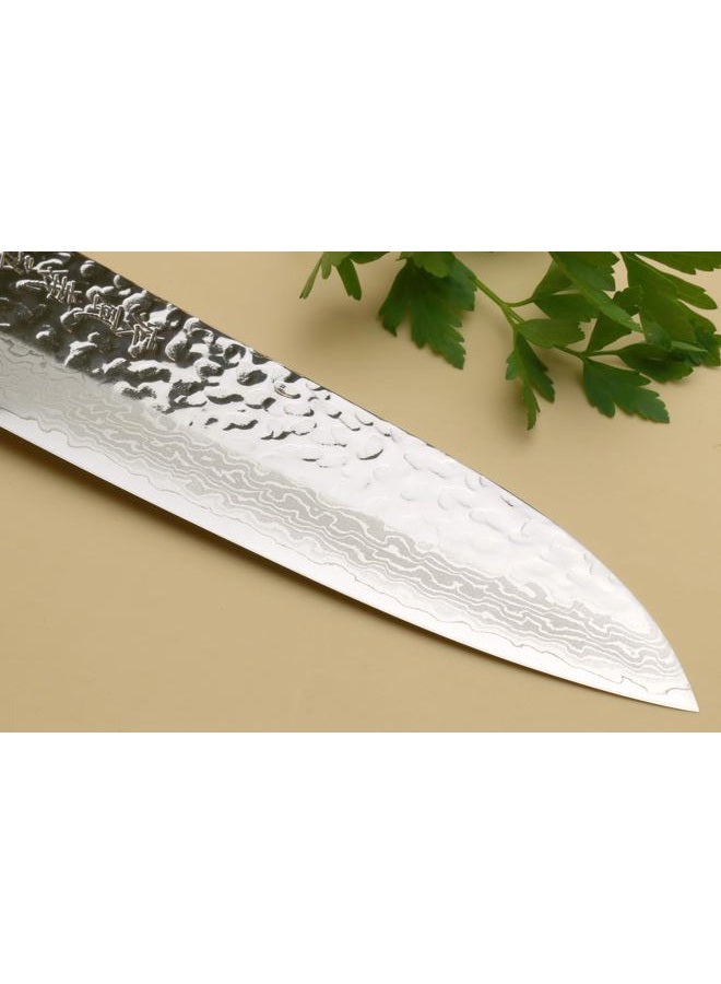 Yoshihiro VG-10 46 Layers Hammered Damascus Santoku Japanese Multipurpose Knife (7'' (180mm)) (Rosewood Handle) - Image 5