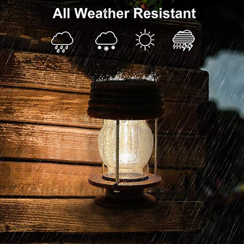 pearlstar Solar Lanterns Outdoor - Hanging Solar Lights - 2 Pack Solar Powered Waterproof Led Lanterns Vintage Design for Landscape Yard Garden Pathway Beach Pavilion Decoration (Warm Lights)  - Image 3