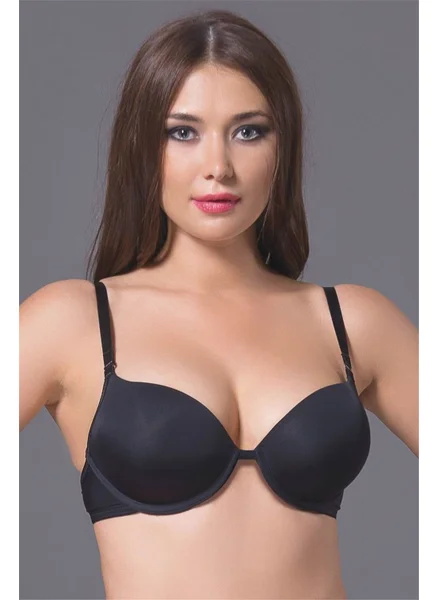 Magic Form 2187 Women's Black Plain Fabric Support Padded Mid-Cut Bra
