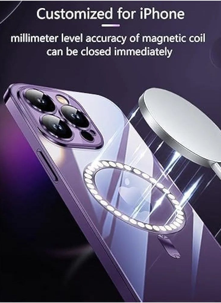 Denx Magnetic Case for iPhone 16 Pro Case, Compatible with MagSafe, Plating Luxury Cover, Clear Soft TPU Shockproof Protective Phone Case, (Deep Purple)  - Image 4