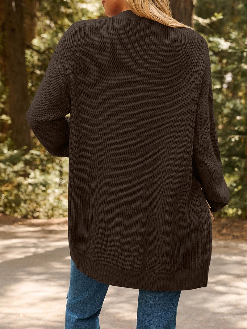 LILLUSORY Womens Chocolate Brown Cardigan Sweater Fall Fashion Outfits Clothes 2025 Teacher Work Office Long Oversized Winter Travel Cozy Chunky Knit Winter Essential Business Casual Clothing - Image 4