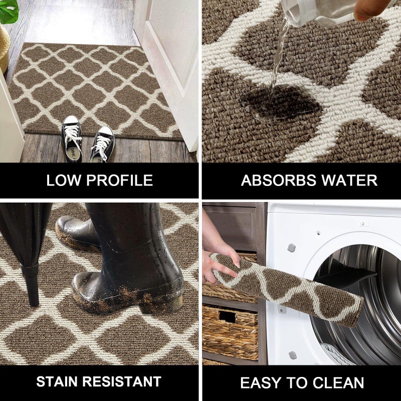 SHACOS Dirt Trapper Runner Rugs 2'x6' Non Slip Washable Hallway Kitchen Runner Rug Long Door Mats Rug Runner Carpet Runners for Garage Laundry Room Entryway, Brown - Image 4