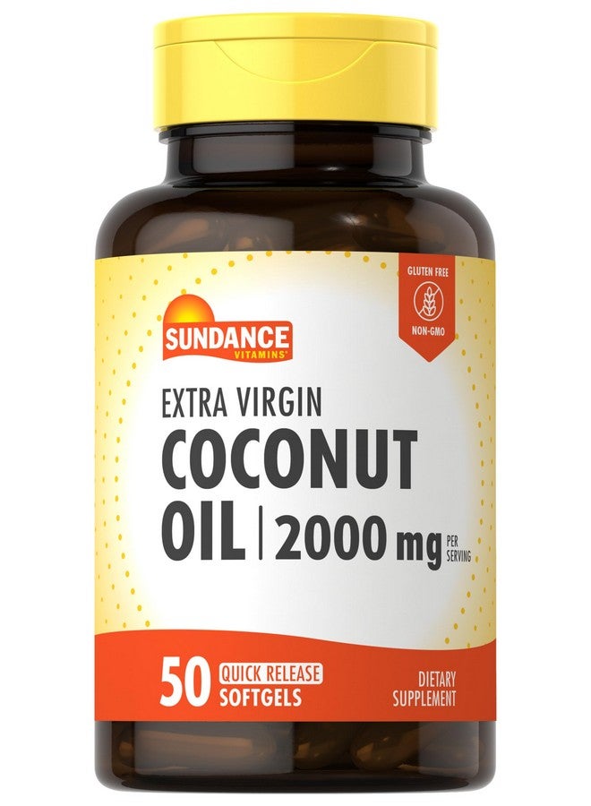 Sundance Extra Virgin Coconut Oil Softgels | 2000mg | 50 Count | Non-GMO and Gluten Free Supplement - Image 1