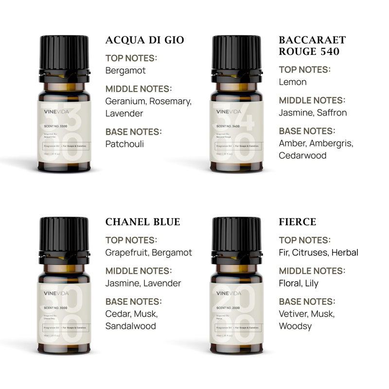 VINEVIDA [Set of 8] Masculine Scents for Candle Making, Made in USA Candle Fragrance Oil, Soap Making Essential Oils, Diffuser Oil Scents - Image 2