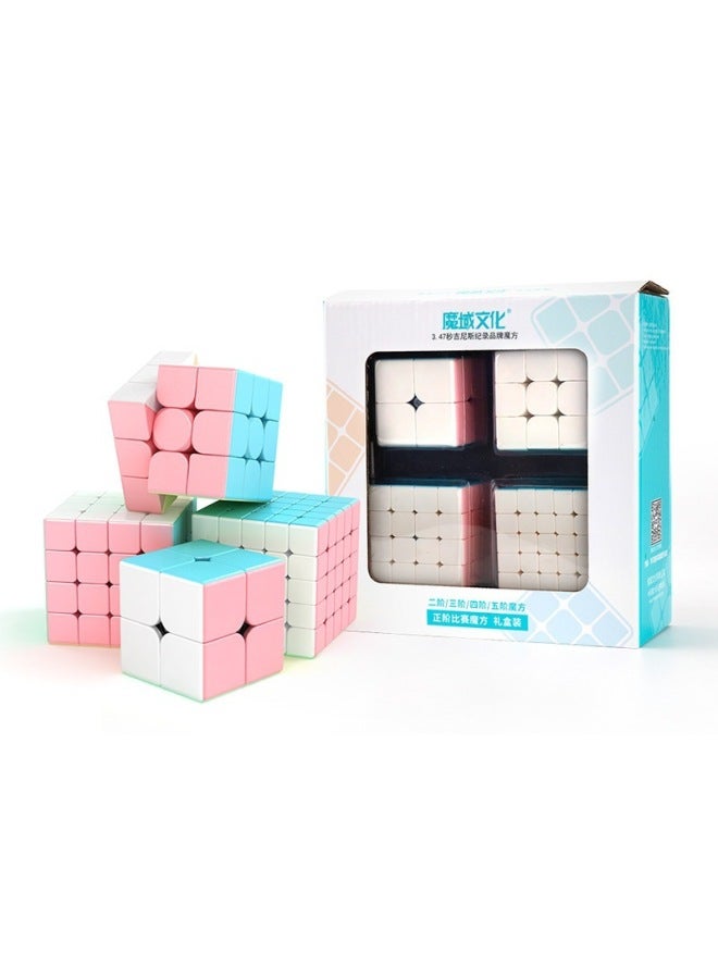 Magic Dragon 2345 Rank Rubik's Cube Special-Shaped Combination Set Entry-Level Carbon Fiber Macaron Color Competition Rubik's Cube-Color:Macaroon 2345 Set  - Image 1