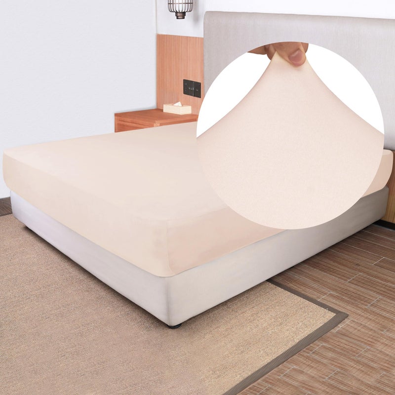 N&Y HOME King Size Fitted Sheet Only  4Way Stretch Jersey Knit Snug Fit Wrinkle Free  Stay in Place No More Slipping Off for Mattress Soft  Comfortable  Blush Pink King