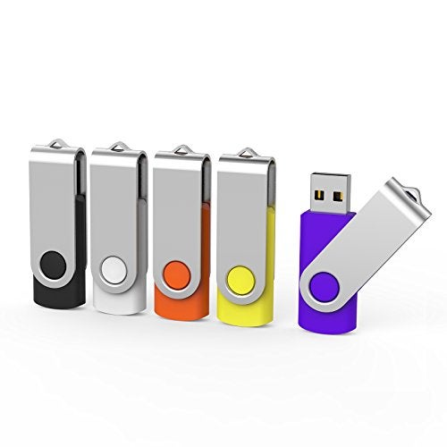 Aiibe 5pcs USB Flash Drive 4GB Pen Drive Thumb Drives USB Drive (5 Colors: Black Red Yellow White Purple) - Image 1