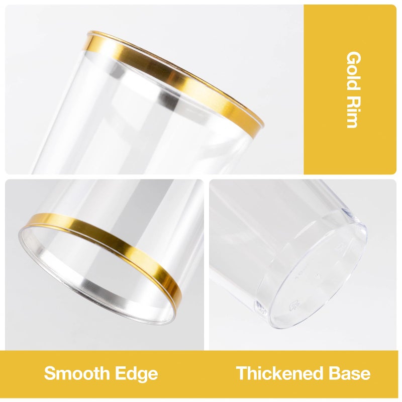 Goodluck 100PCS 14oz Gold Plastic Cups for Party  Disposable Gold Rim Cups  Plastic Cocktail Glasses for Wedding Thanksgiving  Christmas  and Parties - Image 3