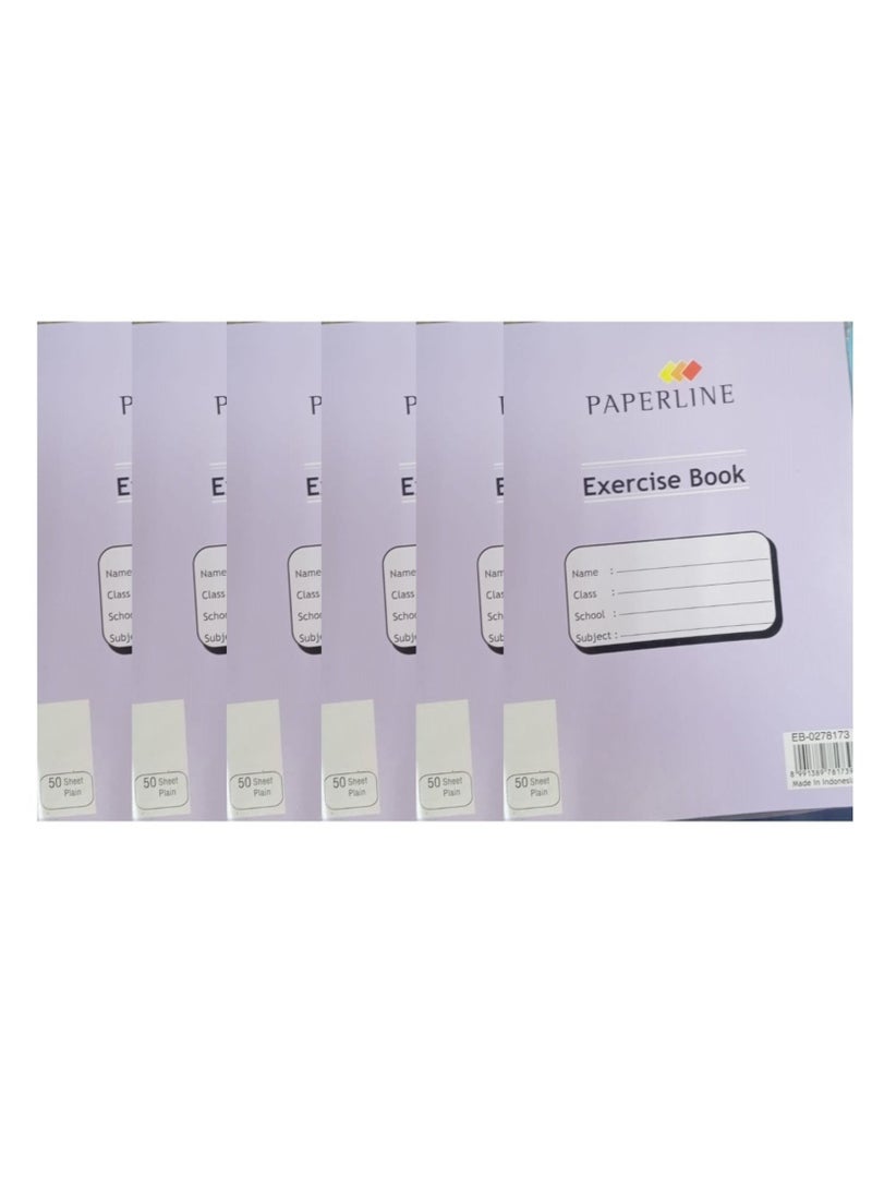paperline 6-Piece Plain Exercise Book 50 Sheet - Image 1