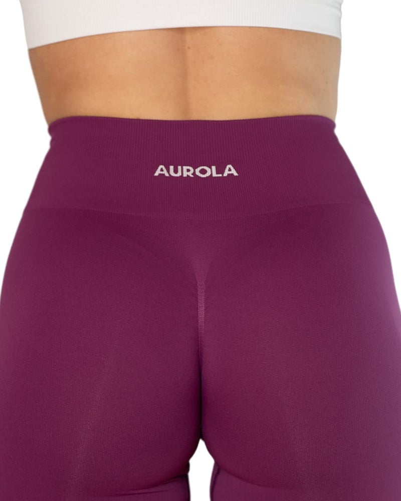 AUROLA Dream Collection Workout Leggings for Women High Waist Seamless Scrunch Athletic Running Gym Fitness Active Pants Magenta L - Image 4
