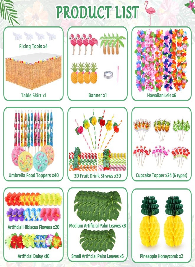 Fighting to Achieve 152PCS Hawaiian Luau Party Decoration, Tropical Beach Themed Party Supplies, Aloha Party Decorations, Hawaiian Leis for Summer Pool Party - Image 2