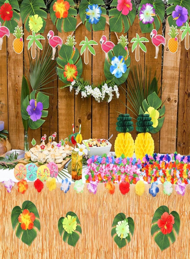 Fighting to Achieve 152PCS Hawaiian Luau Party Decoration, Tropical Beach Themed Party Supplies, Aloha Party Decorations, Hawaiian Leis for Summer Pool Party - Image 5