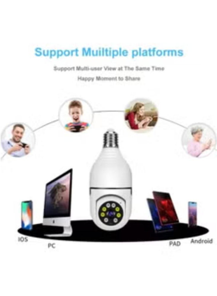 1080P Wireless Tovnet Wifi Pan/Tilt Light Bulb Security Camera, 360 Degrees 3.0MP Cam Home Surveillance CCTV Panoramic IP Camera, with Night Vision - Image 2