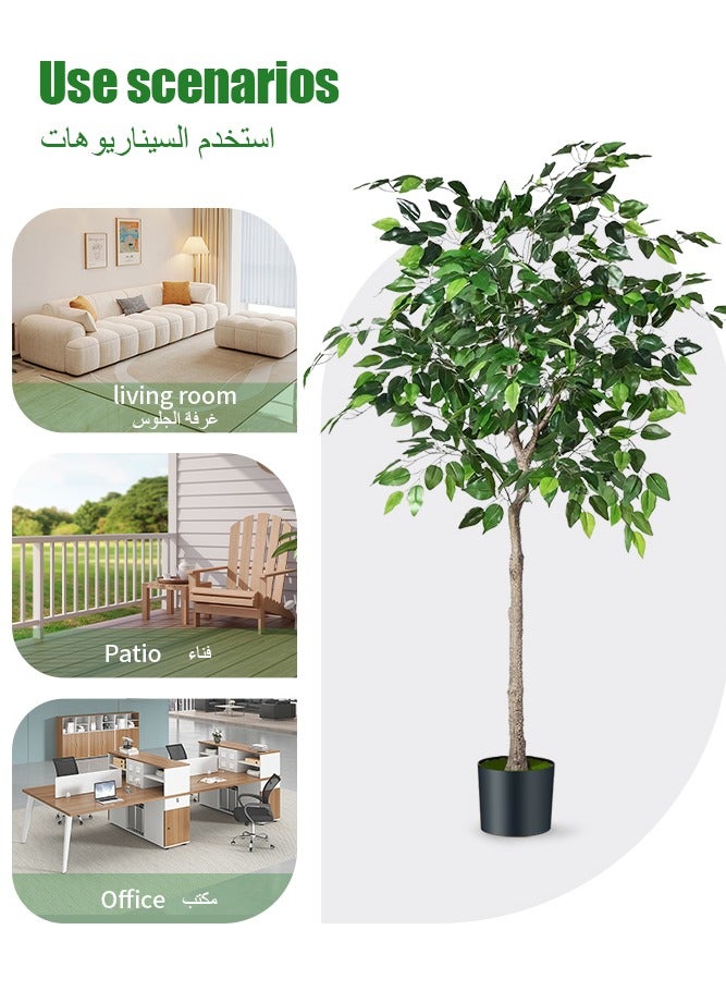 180 CM Artificial Ficus Plant Ficus Tree Fake Plant with Plastic Pot & Moss Grass for Home Garden Decoration – Fake Tree – Artificial Plants (Green)