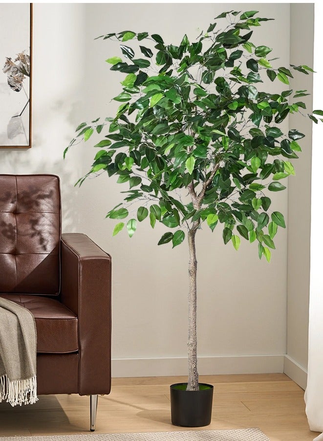 180 CM Artificial Ficus Plant Ficus Tree Fake Plant with Plastic Pot & Moss Grass for Home Garden Decoration – Fake Tree – Artificial Plants (Green)