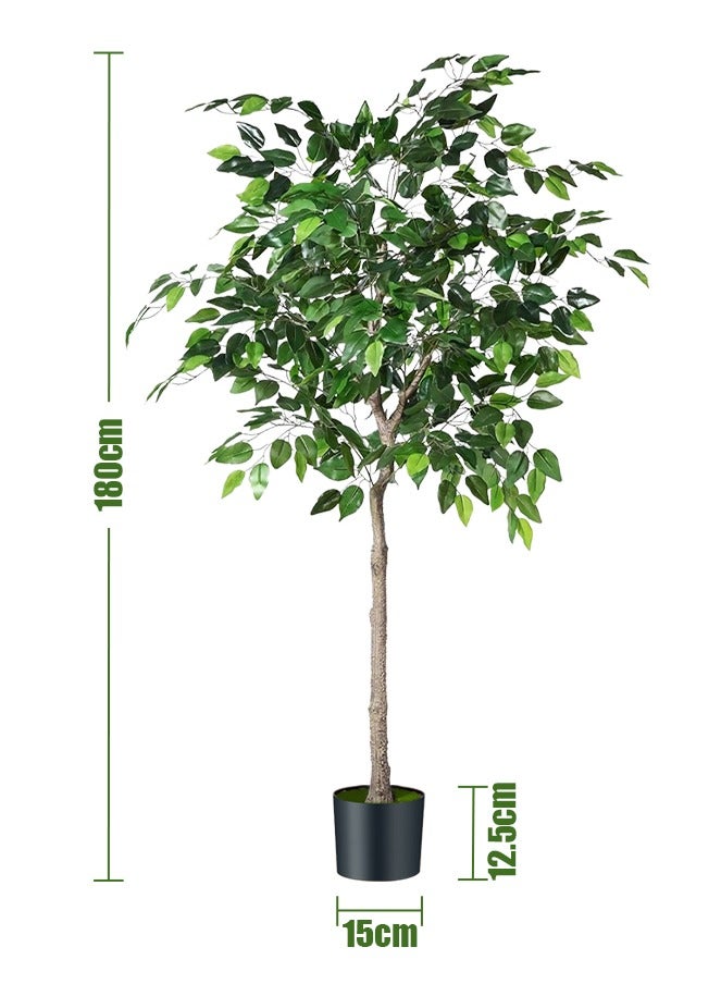 180 CM Artificial Ficus Plant Ficus Tree Fake Plant with Plastic Pot & Moss Grass for Home Garden Decoration – Fake Tree – Artificial Plants (Green)