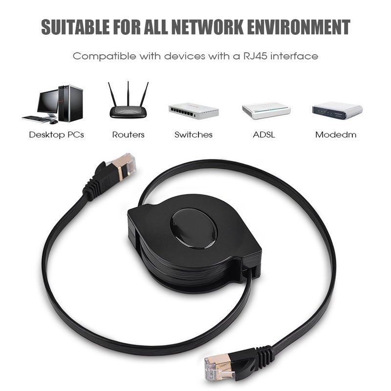 fosa كابل إيثرنت FOSA CAT 7، كابل LAN محمي قابل للسحب CAT7 RJ45 600MHz، كابل إيثرنت مسطح - Image 2