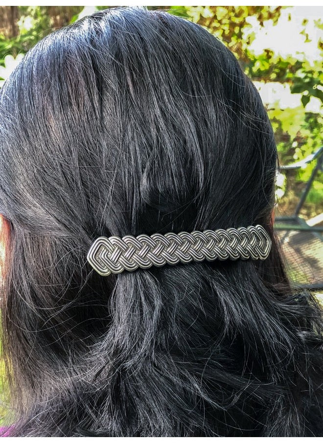 Oberon Design - Celtic Braid Bar Hair Clip Extra Large Hand Crafted Metal Barrette Made In The Usa With A 100Mm Imported French Clip By Oberon Design - Image 1
