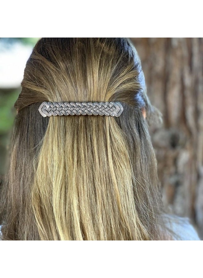 Oberon Design - Celtic Braid Bar Hair Clip Extra Large Hand Crafted Metal Barrette Made In The Usa With A 100Mm Imported French Clip By Oberon Design - Image 1