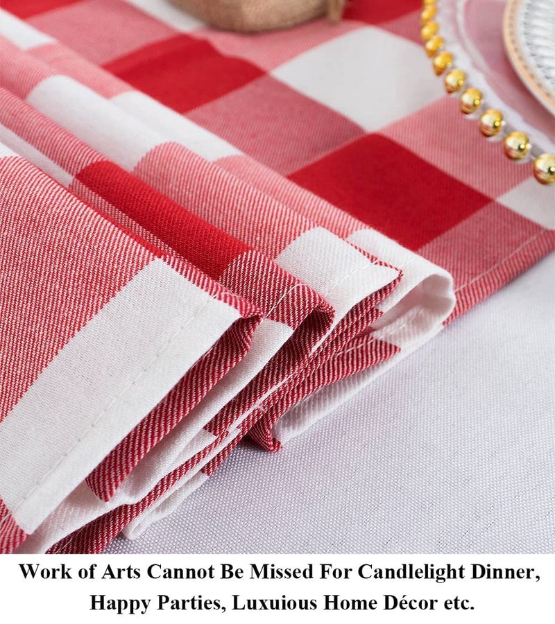 Partisout Buffalo Check Table Runner 72 Inch Red and White Checked Table Runner with Tassel Bluffalo Plaid Table Runners Washable Cotton Linen Table Cover Gingham Table Runners (14x72) - Image 5