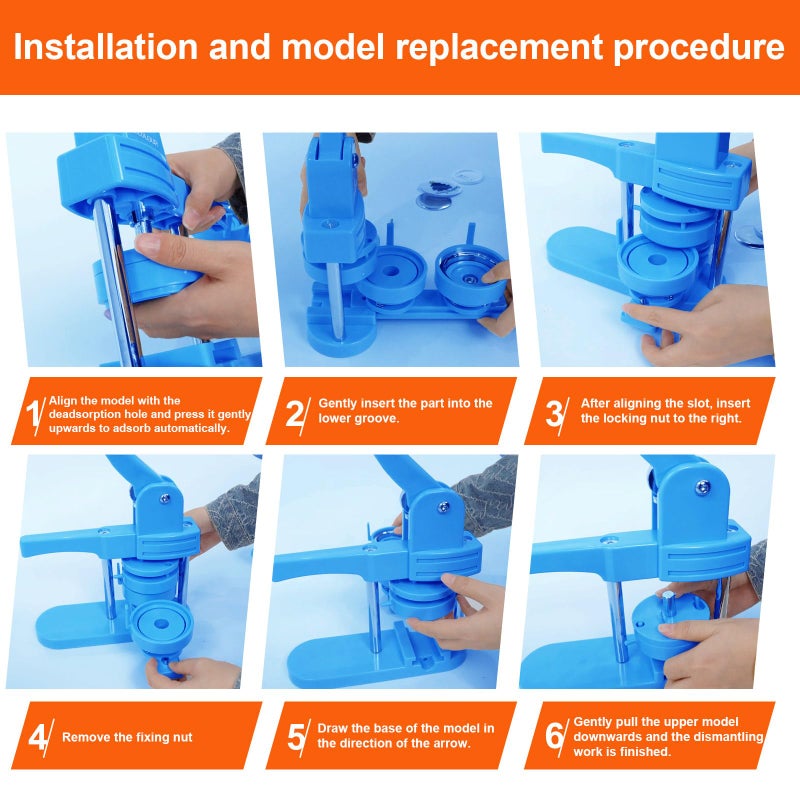 MECOLOUR Button Maker Machine Multiple Sizes 1.26+1.73+2.28 inch Pin Maker Machine,150pcs Button Badge Making Supplies,Button Press Machine for DIY Personalized Pinback Buttons Children DIY Gift(Blue) - Image 4