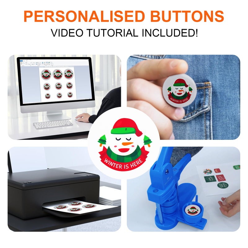 MECOLOUR Button Maker Machine Multiple Sizes 1.26+1.73+2.28 inch Pin Maker Machine,150pcs Button Badge Making Supplies,Button Press Machine for DIY Personalized Pinback Buttons Children DIY Gift(Blue) - Image 3