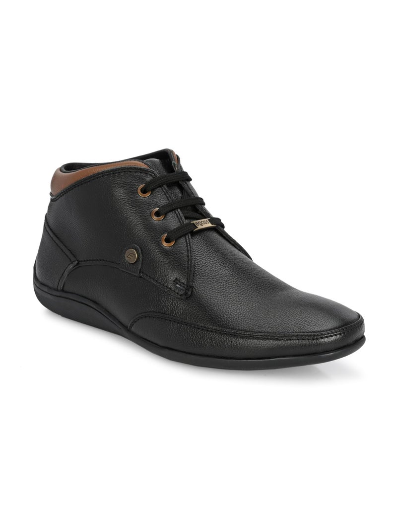 egoss Leather Boots for Men | Genuine Leather | Comfortable & Stylish | Ideal for Office, Casual, Travel & Daily Commute – G-549 | Black,9 - Image 1