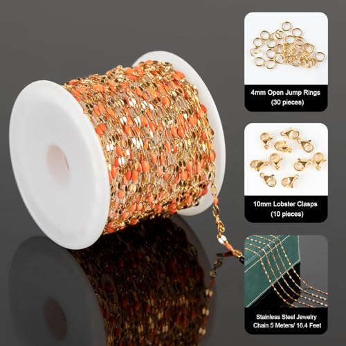 UMAOKANG 5 Meters Bulk Chain for Jewelry Making - Gold Plated Stainless Steel DIY Jewelry Supplies Findings - Image 2